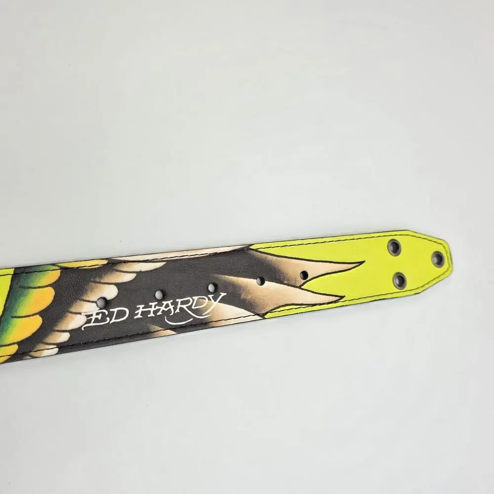 Ed Hardy Dragon Tattoo Neon Print Belt Men's Size 32 New